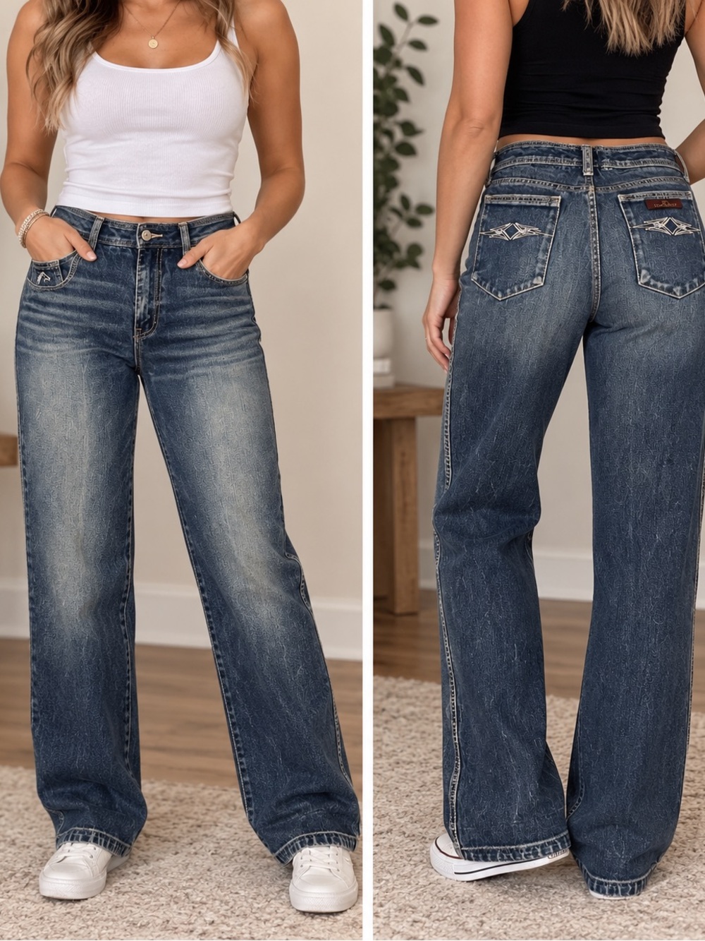 VintageJordache Vintage Wide Leg Denim Jeans Dark Wash Sz 33L